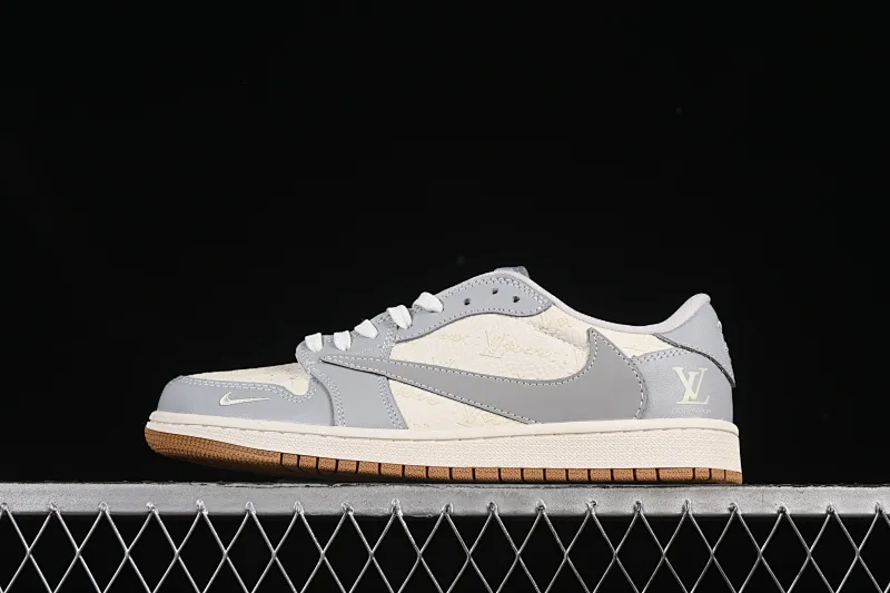 All categories Air Jordan Jordan series basketball shoes Air Jordan 1 Low High-end customized low-top sneakers Travis Scott x Fragment Design x Air Jordan 1 Low OG SP AJ1 LV joint gray and white raw rubber low-top cultural casual sneakers XS2024-057